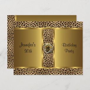 Invite Birthday Party Gold Exotic Wild Leopard 5