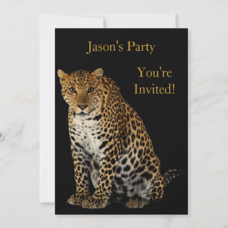 Invite Birthday Party Leopard On Black