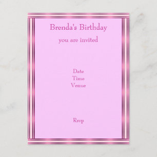 Invite Elegant Pink Stripe Horizontal