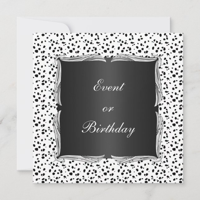 Invite Event White Black Spots with Silver Trim (Front)