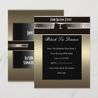 Invite Fundraiser Formal Black Tie Bronze Pewter