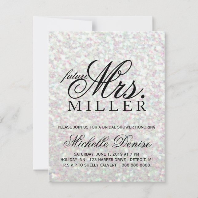 Invite - Glit Fab future Mrs. Iridescent Bridal (Front)