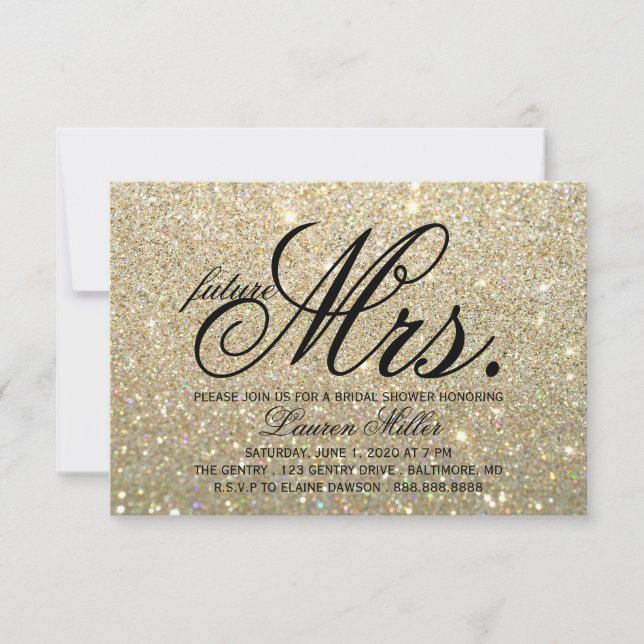Invite - Gold Glit Fab future Mrs. Bridal Shower (Front)