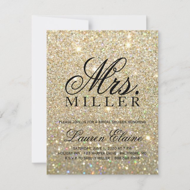 Invite - Gold Glit Fab Mrs. Bridal Shower 3 (Front)