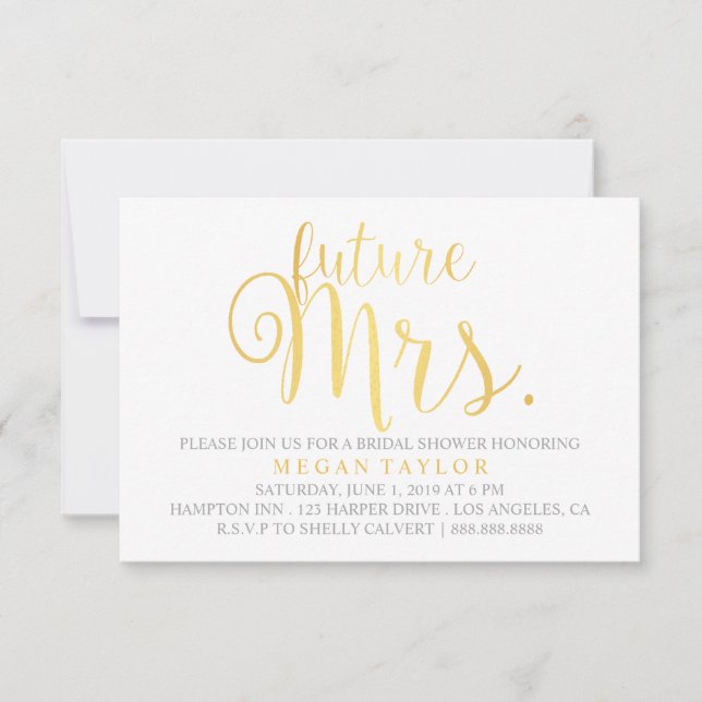 Invite - Golden Script future Mrs. Bridal Shower (Front)