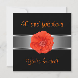 Invite Party Orange Flower Fabulous 40th