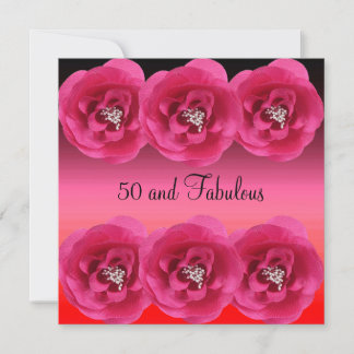 Invite Pink Flowers 50 and Fabulous
