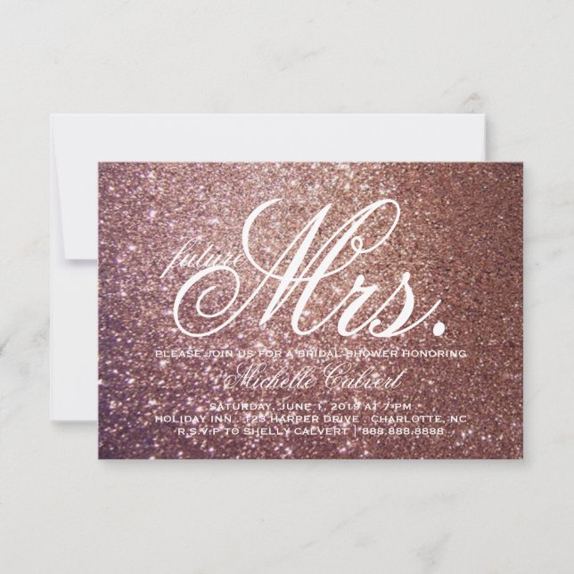 Invite - Rose Glitter Bridal Shower future Mrs. (Front)