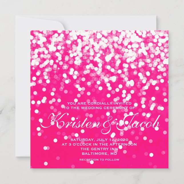 Invite - Sparkling Wedding Hot Pink (Front)