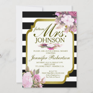 Invite Vintage Look Bridal Shower with Flowers