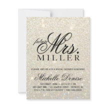 Invite - White Gold Glitter Fab future Mrs. Bridal