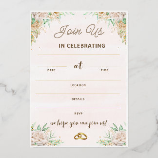 Invites for Wedding Birthday, Romantic Wedding