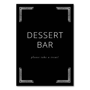 Inviting Black and White Dessert Bar Sign Table Number
