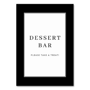 Inviting Black and White Minimalist Dessert Bar Si Table Number