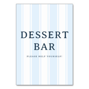 Inviting Blue Striped Dessert Bar Sign Table Number