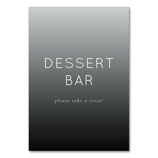 Inviting Gray Minimalist Dessert Bar Sign Table Number (Front)