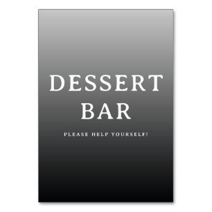 Inviting Grayscale Minimalist Dessert Bar Sign Table Number