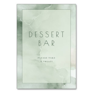 Inviting Green Watercolor Dessert Bar Sign Table Number