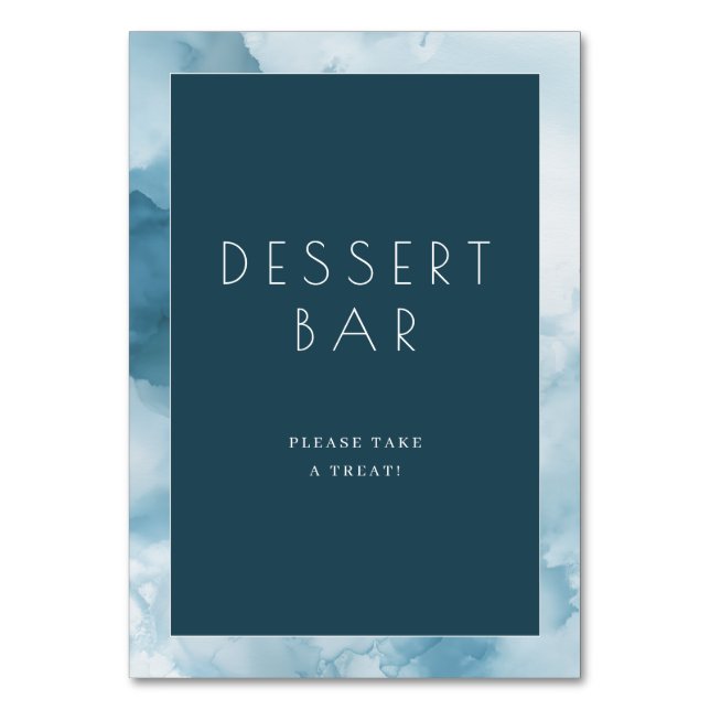 Inviting Navy Blue Dessert Bar Sign Table Number (Front)