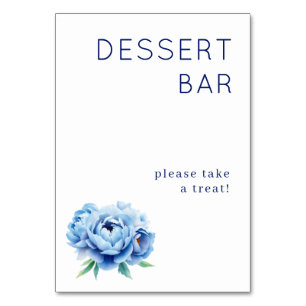 Inviting Navy Floral Dessert Sign Table Number