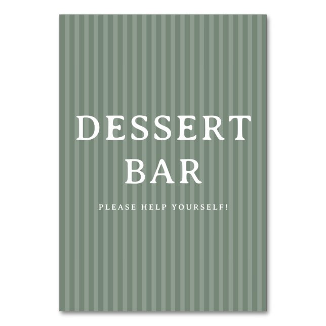 Inviting Sage Green Dessert Bar Sign Table Number (Front)