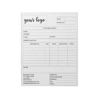 Invoice Business Sales Form Receipt, Add Logo  Notepad