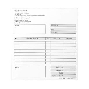 Invoice Form Business Quotation Add Logo Notepad