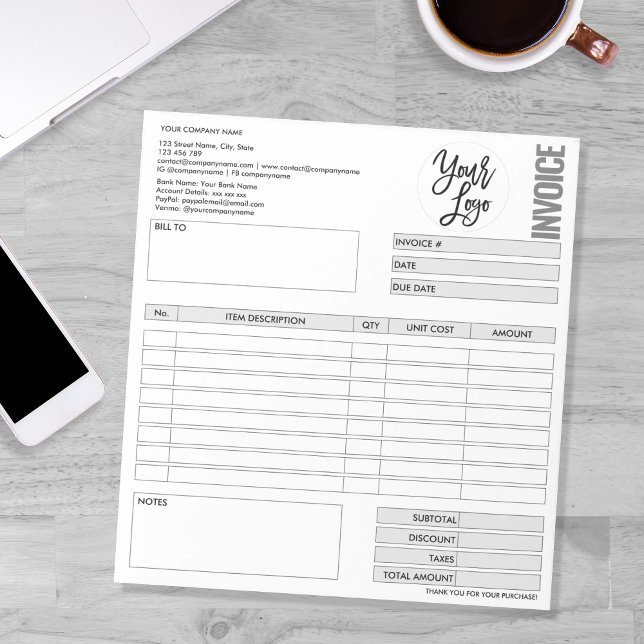 Invoice Form Business Quotation Add Logo Notepad (Creator Uploaded)