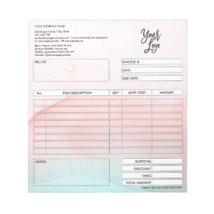 Invoice Form Business Quotation Add Logo Notepad
