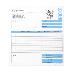 Invoice Form Business Quotation Add Logo Notepad