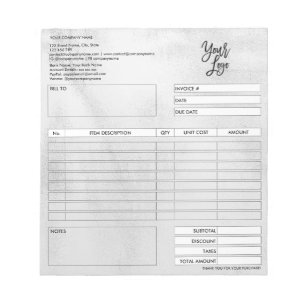 Invoice Form Business Quotation Add Logo Notepad