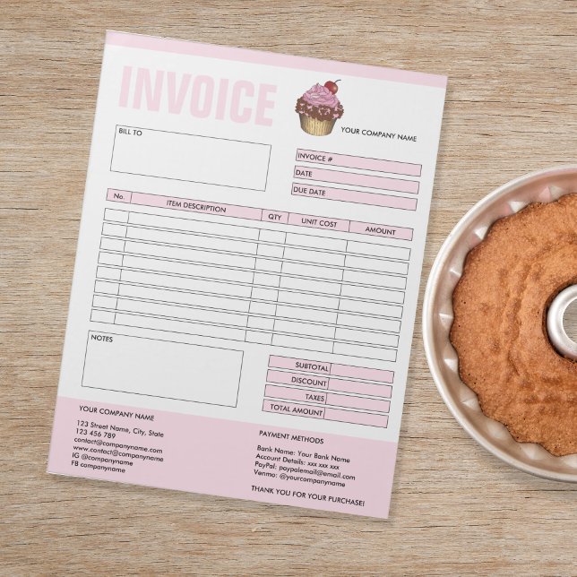 Invoice Form Business Quotation Bakery cake sweets Notepad (Creator Uploaded)