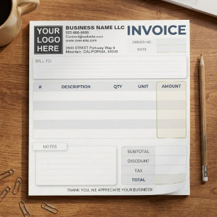 Invoice Sales Receipt Order Forms Editable Logo Notepad