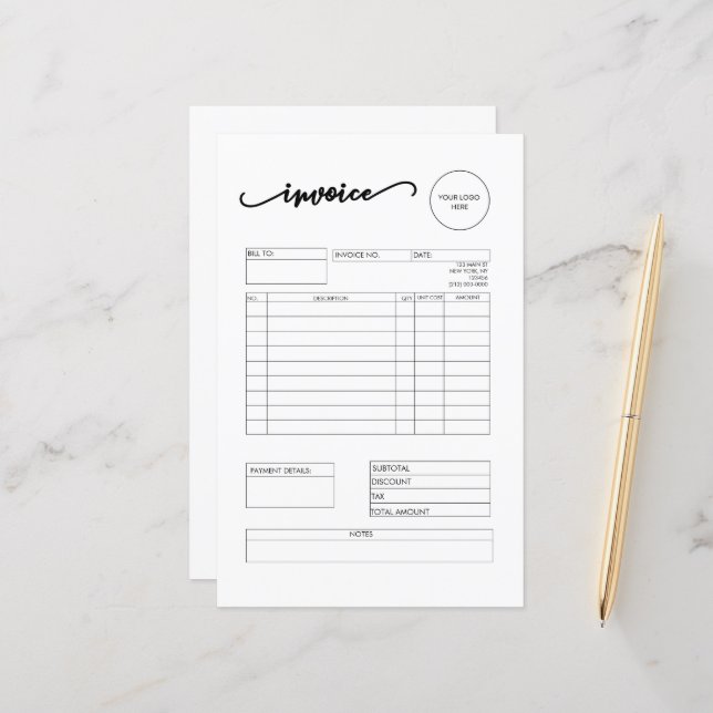 Invoice Small Business Supplies Letterhead (Front/Back In Situ)