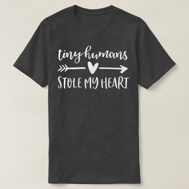 iny Humans Stole My Heart Funny Valentine Preschoo T-Shirt (Design Front)