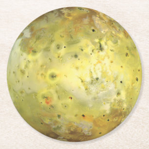 Io Volcanic Moon of Jupiter Round Paper Coaster