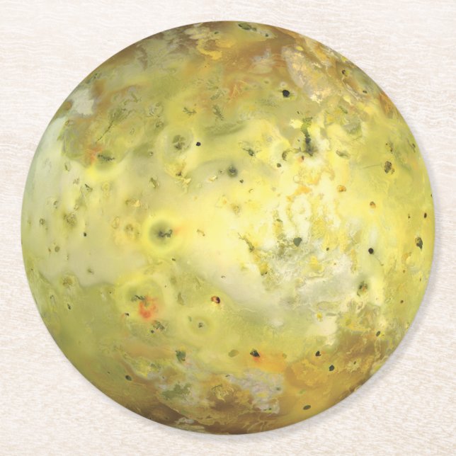 Io Volcanic  Moon of Jupiter Round Paper Coaster (Front)