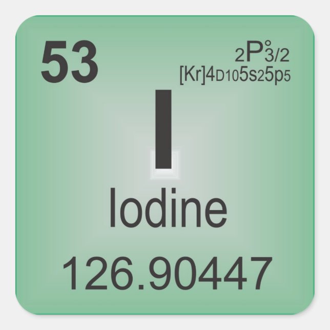Iodine Individual Element of the Periodic Table Square Sticker (Front)