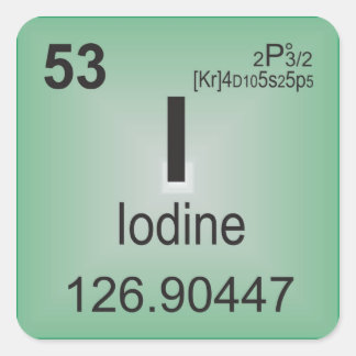 Iodine Individual Element of the Periodic Table Square Sticker
