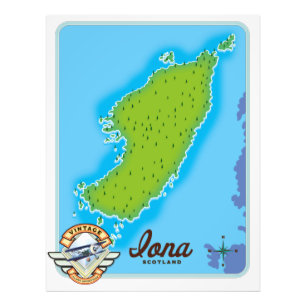 Iona scotland map photo print