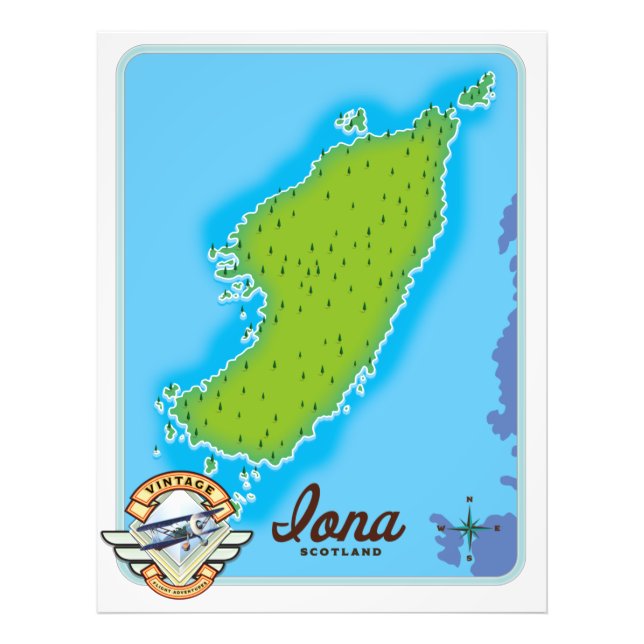 Iona scotland map photo print (Front)