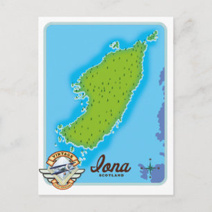 Iona scotland map postcard
