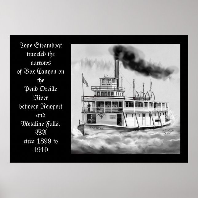 Ione Steamboat circa 1899 to 1910 original artwork Poster (Front)