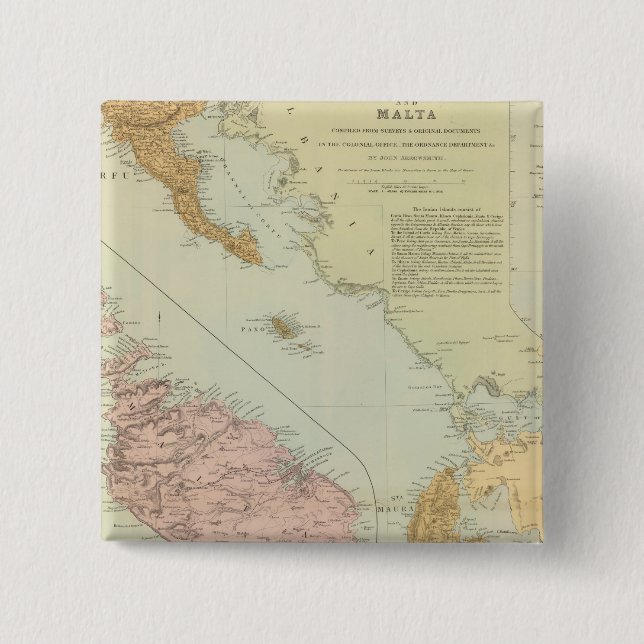 Ionian Islands, Malta 15 Cm Square Badge (Front)