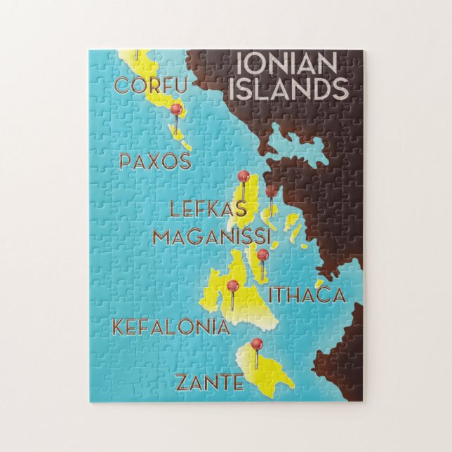 Ionian Islands map poster. Jigsaw Puzzle (Vertical)