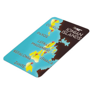 Ionian Islands map poster. Magnet