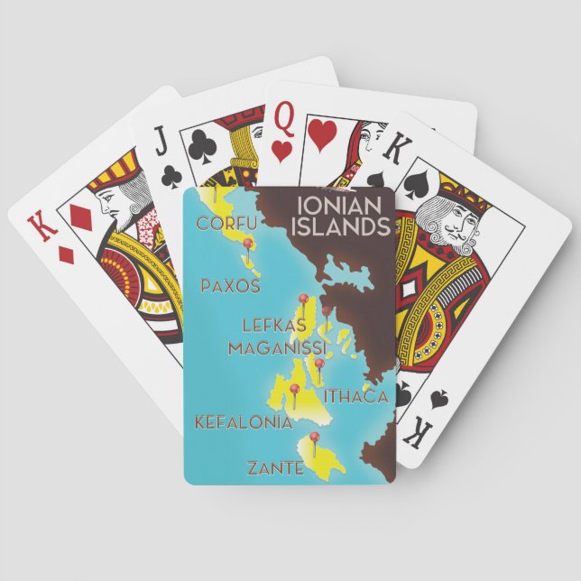 Ionian Islands map poster. Playing Cards (Back)