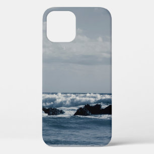 Ionian sea agitated with foamy waves that collide iPhone 12 case