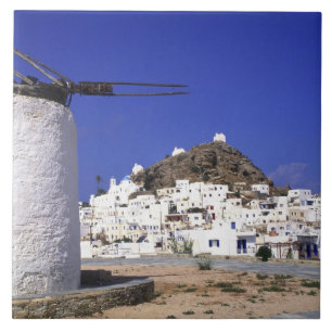 Ios, Greece. The beautful and crisp, white and Ceramic Tile
