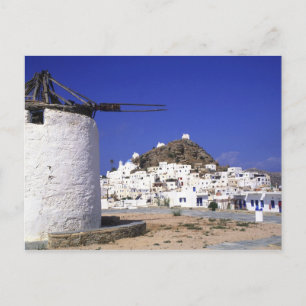 Ios, Greece. The beautful and crisp, white and Postcard